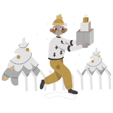 Acheter des cadeaux de Noël  Illustration