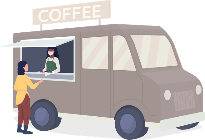 Acheter du café dans une camionnette  Illustration