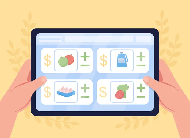 Acheter de la nourriture en ligne  Illustration
