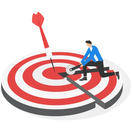 Break Down Big Goal Into Small Achievable Goals Success Strategy To Focus On Short Medium And Long Term Goals To Achieve Final Accomplishment Businessman Break Down Dartboard Target Into Chunks Illustration