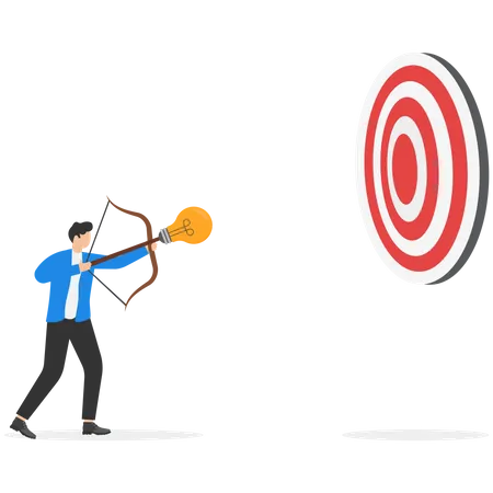 Businessmen Lightbulb Arrow Ideas To Shoot At Targets Idea To Achieve Target Strategy Modern Vector Illustration In Flat Style Illustration