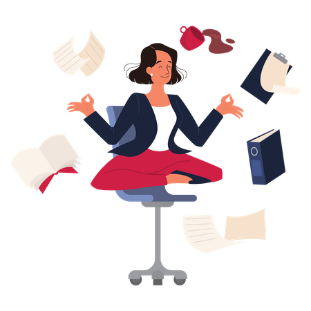 Achtsamkeit Geschäftsfrau  Illustration