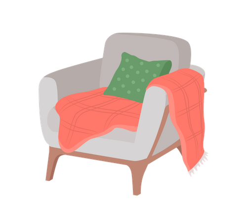 Acogedor sillón con manta  Ilustración