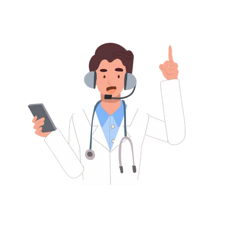 Aconselhamento médico online com médico masculino  Ilustração