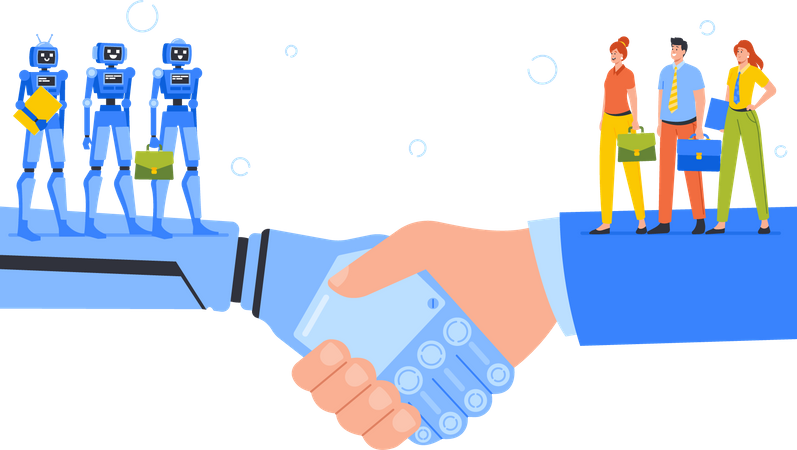 Acordo comercial entre humanos e IA  Ilustração