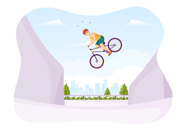 Acrobacias extremas de bicicleta BMX  Ilustração