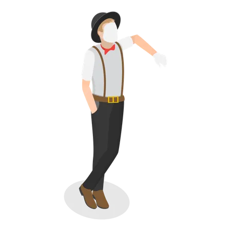 Acteur mime sans voix  Illustration