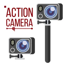 People With Action Camera Vector