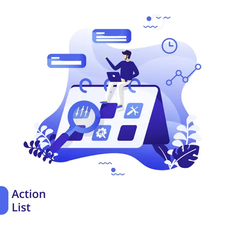 Action List Flat Illustration  Illustration