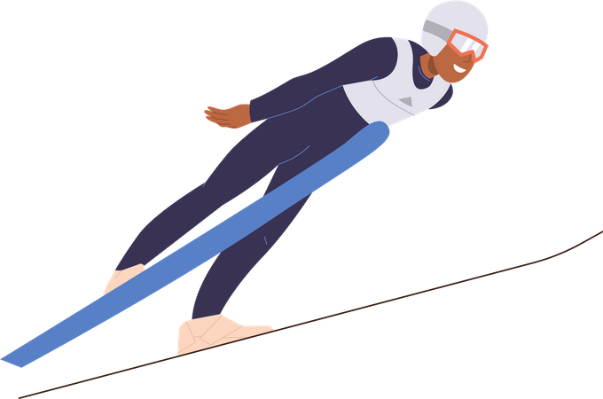 Active adult sportsman character in goggles and overalls enjoying bobsleigh extreme sport  Illustration