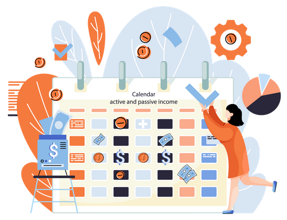 Active And Passive Income Calendar  Illustration