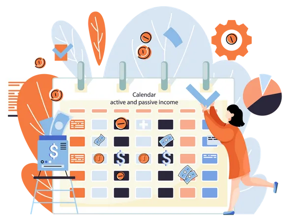 Active And Passive Income Calendar  Illustration