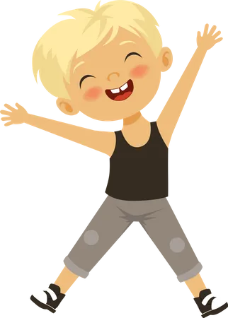 Active boy jumping  Illustration