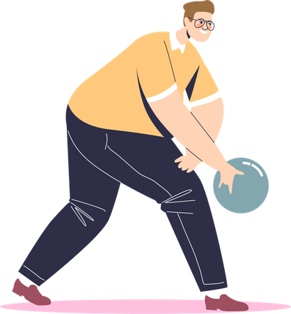 Active guy play bowling Illustration