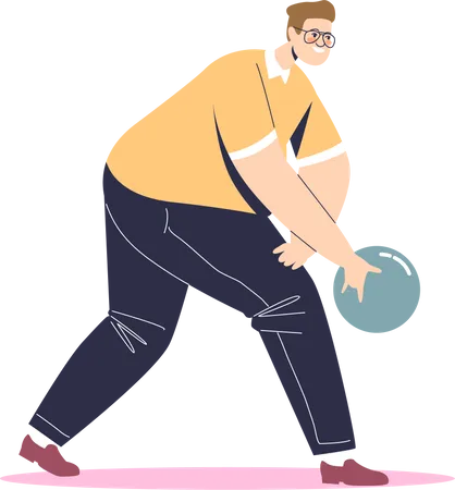 Active guy play bowling Illustration