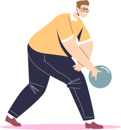 Active guy play bowling  Illustration