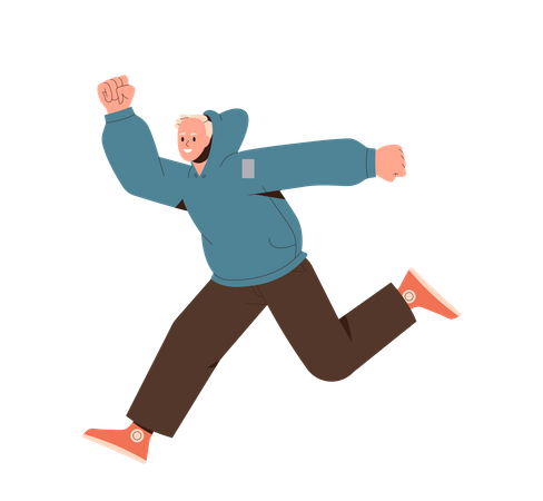 Active Happy Man Jumping In Air  Illustration