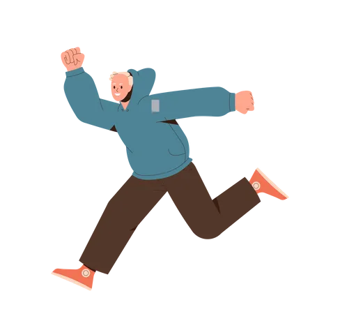 Active Happy Man Jumping In Air  Illustration