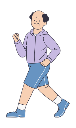 Active Senior Man Briskly Walking for Cardio Workout  Illustration