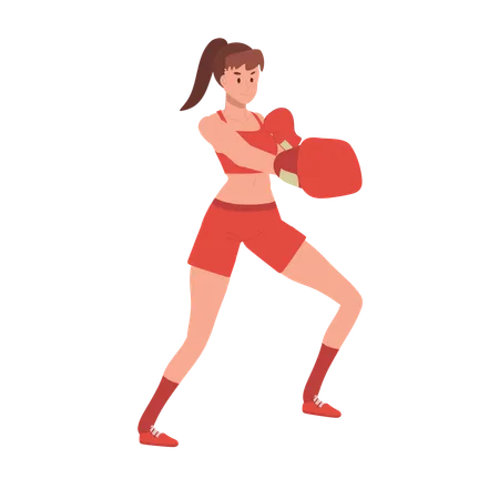 Active Sports Woman Boxing  Illustration