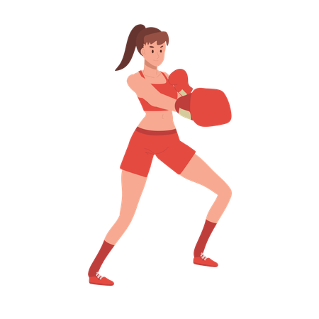 Active Sports Woman Boxing  Illustration