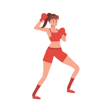 Active Sports Woman Boxing  Illustration