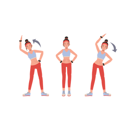 Active woman doing step workout exercise for fitness cardio and strength training indoors  Illustration