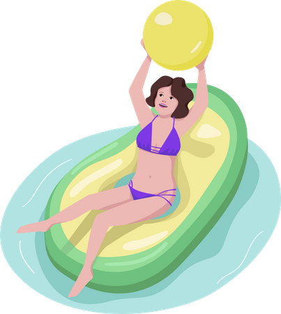 Active woman in pool  Illustration