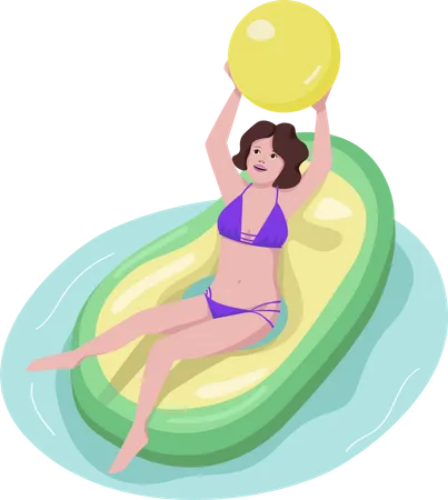 Active woman in pool  Illustration