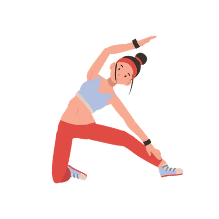 Active woman warming up with a stretching workout to prepare for physical activity  Illustration