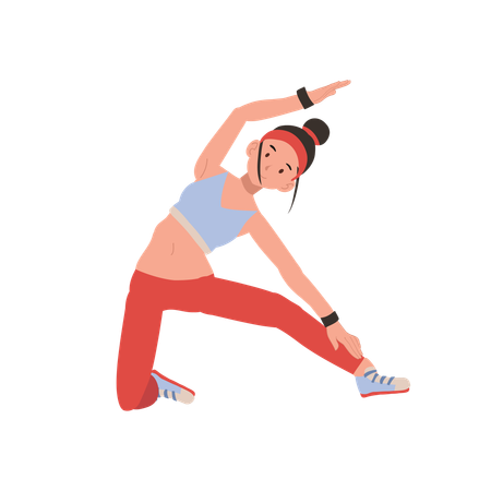 Active woman warming up with a stretching workout to prepare for physical activity  Illustration