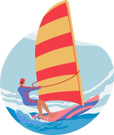 Actividad de windsurf masculino  Ilustración