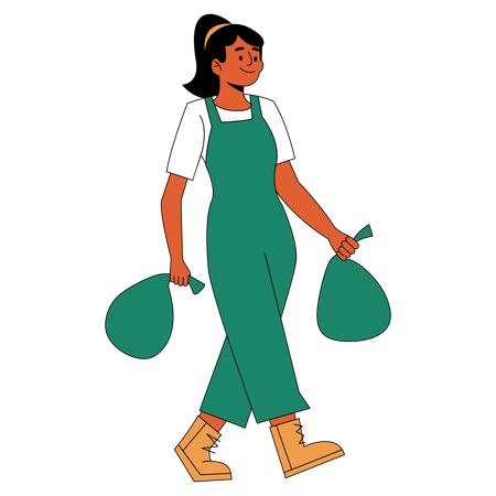 Activist holding garbage bags  Illustration