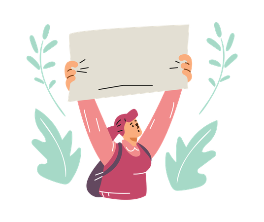 Activist with banner  Illustration