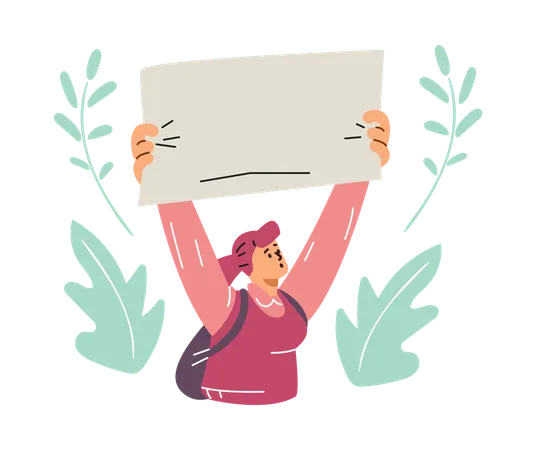 Activist with banner  Illustration