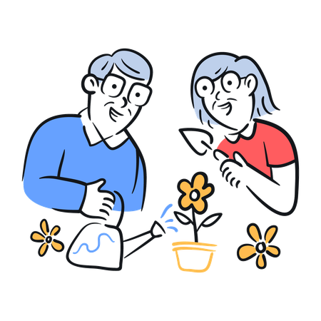 Activités pour personnes âgées en couple  Illustration