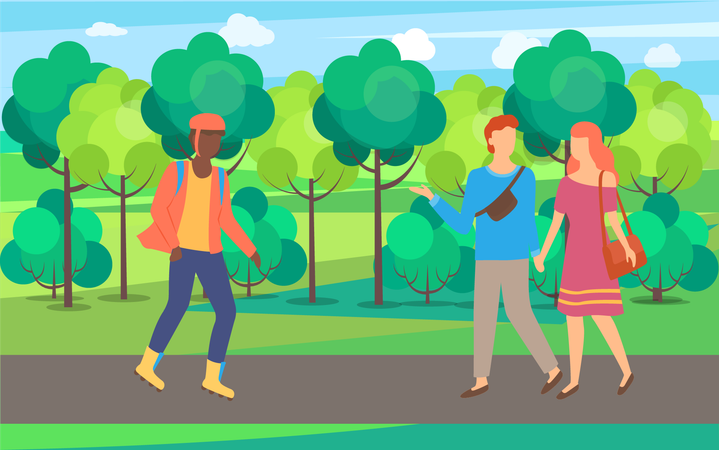 Activité des gens dans le parc  Illustration