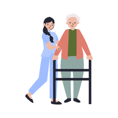 Activités en maison de retraite données à une femme âgée  Illustration