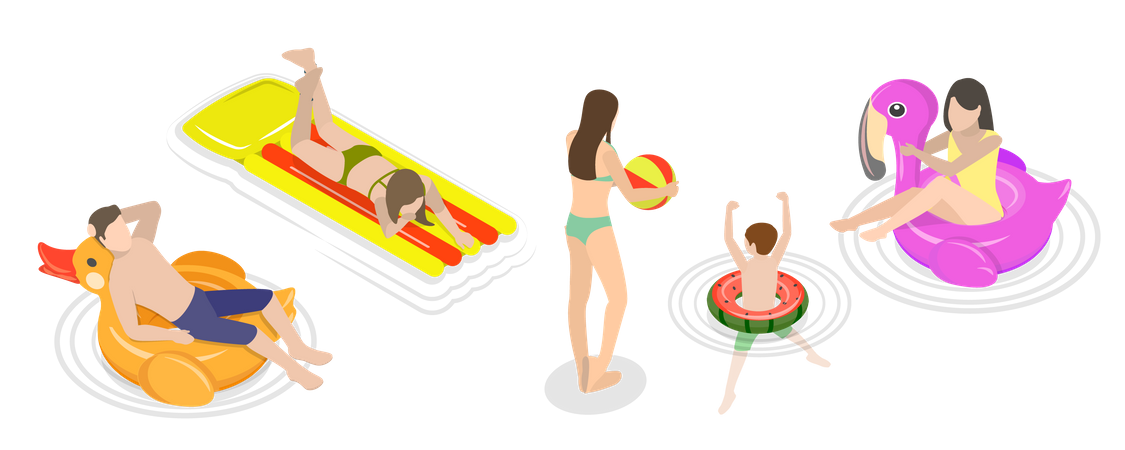 Activités de piscine en été  Illustration