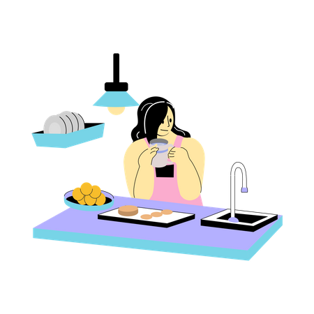 Activity in the kitchen Illustration