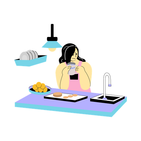 Activity in the kitchen  Illustration