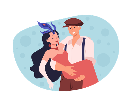 Actor holding actress in his arms  Illustration