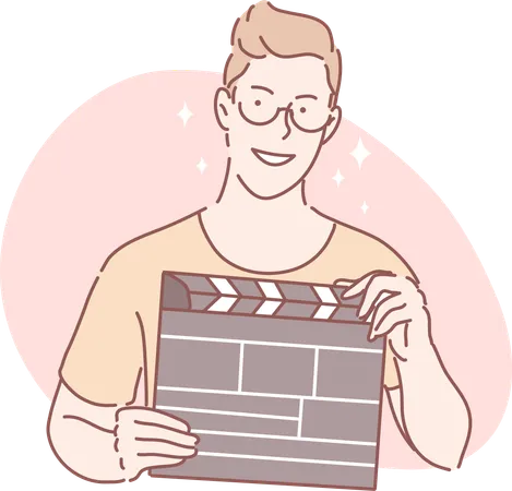 Actor is holding clapperboard  Illustration