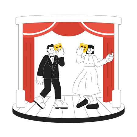 Actors performing on stage  Illustration