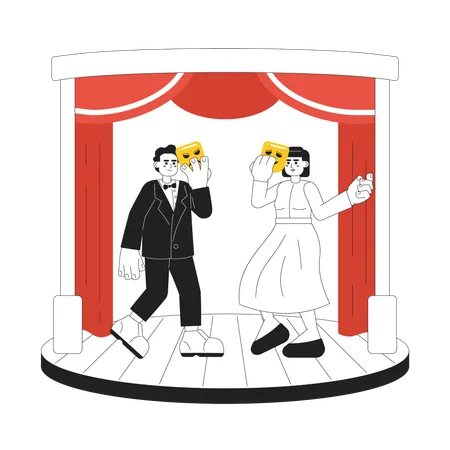 Actors performing on stage  Illustration