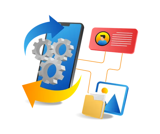 Actualización del software de la aplicación para teléfonos inteligentes  Ilustración