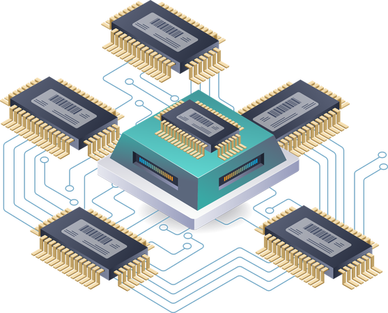 Actualización de redes de tecnología de chips  Ilustración