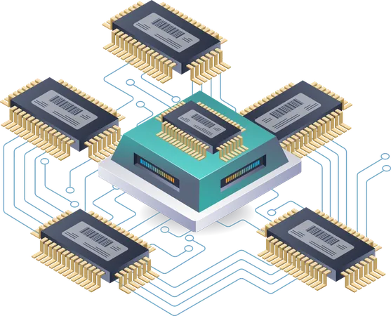 Actualización de redes de tecnología de chips  Ilustración