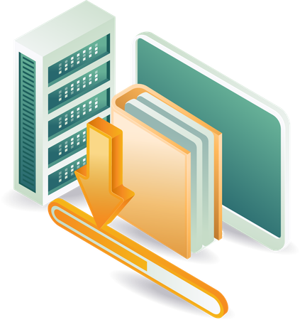 Actualización del servidor de datos informáticos  Ilustración