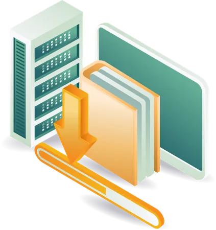 Actualización del servidor de datos informáticos  Ilustración